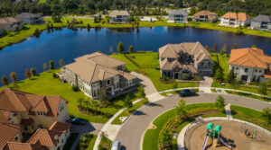 aerial view of a cul-de-sac of houses in Florida