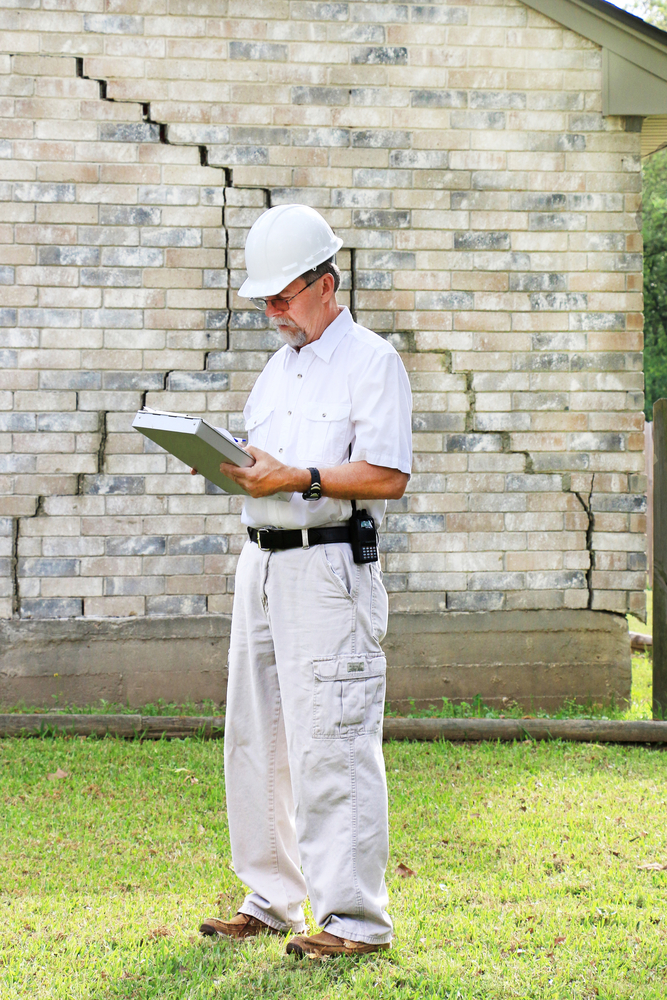 Home Inspector inspecting home’s foundation