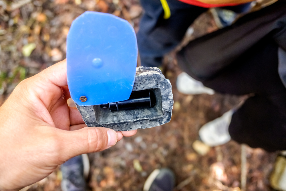 A geocache that has been opened